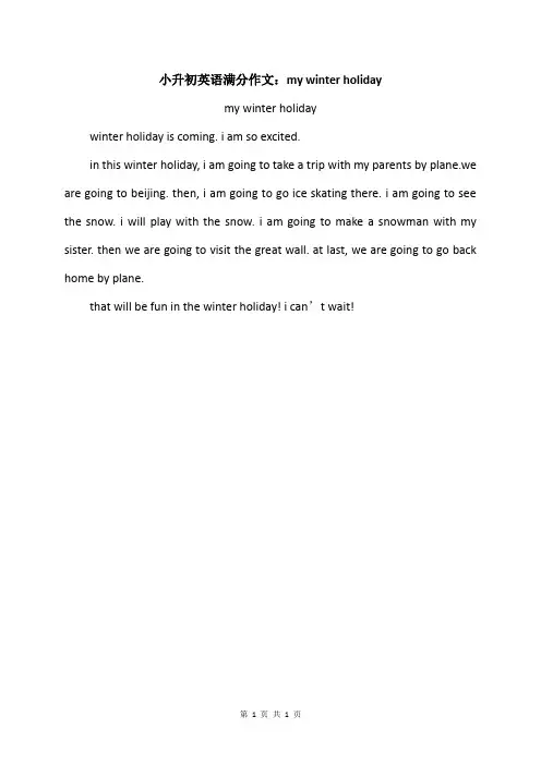小升初英语满分作文：my winter holiday