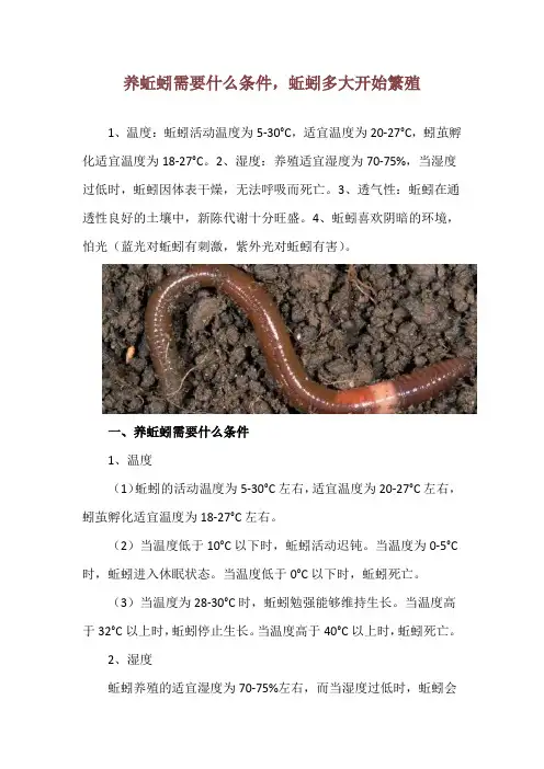 养蚯蚓需要什么条件,蚯蚓多大开始繁殖