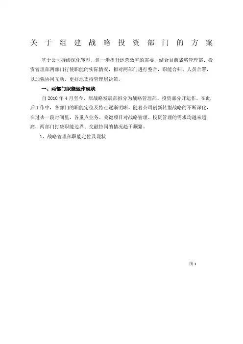 组建战略投资部门的方案