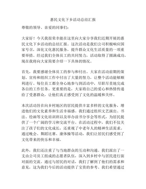 惠民文化下乡活动总结汇报