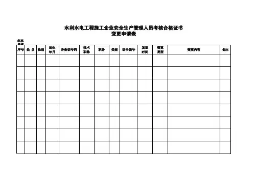 水利三类人员变更申请表