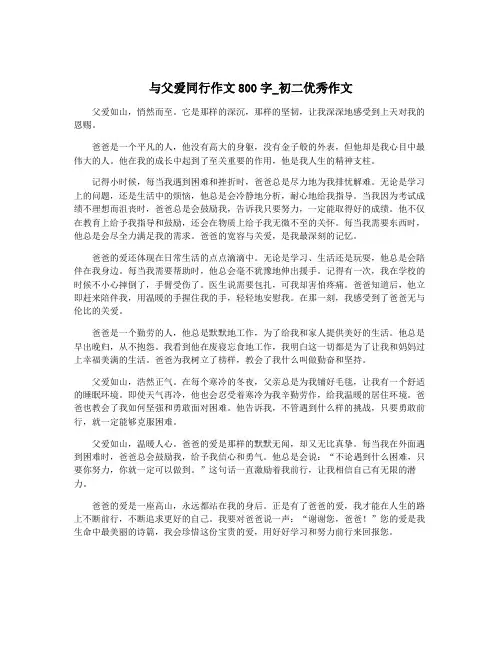 与父爱同行作文800字_初二优秀作文