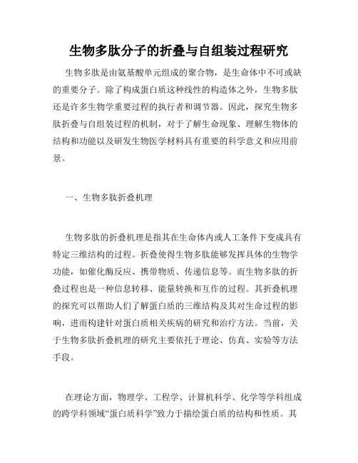 生物多肽分子的折叠与自组装过程研究