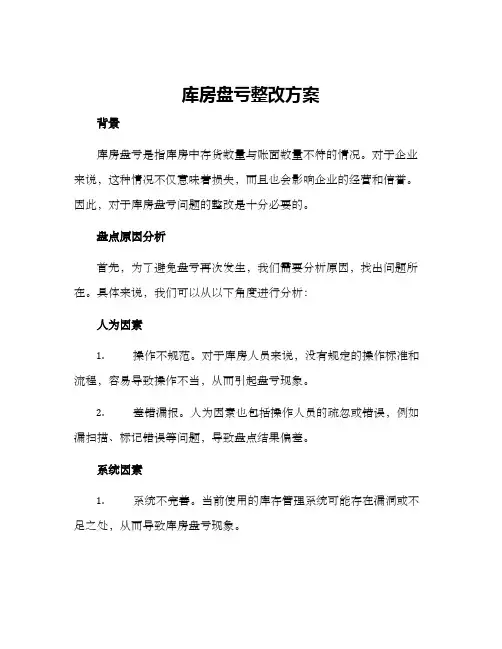 库房盘亏整改方案