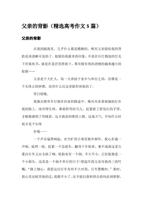 父亲的背影(精选高考作文5篇)