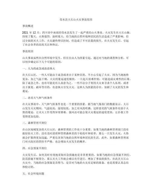 邻水县大石山火灾事故原因