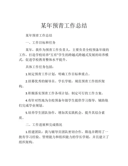 某年预青工作总结
