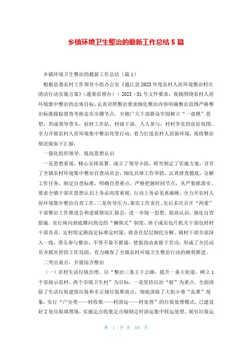 乡镇环境卫生整治的最新工作总结5篇
