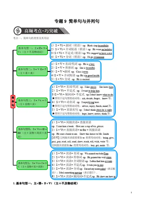 中考语法高频考点提升训练专题9 简单句和并列句.doc
