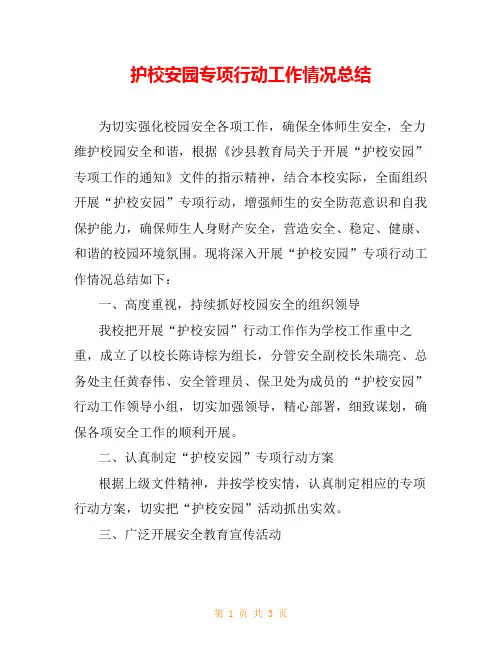 护校安园专项行动工作情况总结
