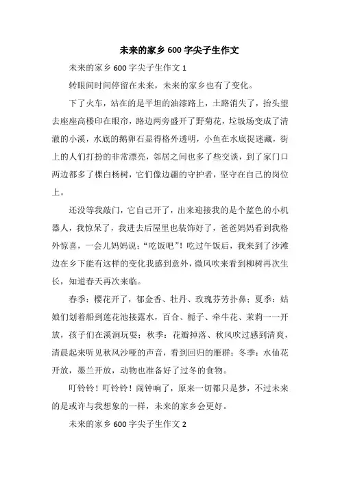 未来的家乡600字尖子生作文