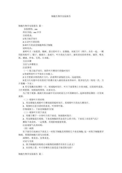 细胞生物学实验报告
