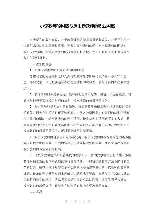 小学教师的困惑与反思新教师的职业困惑