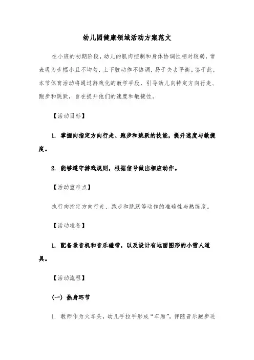 幼儿园健康领域活动方案范文（五篇）