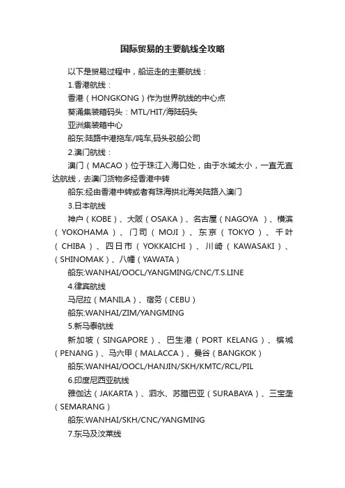 国际贸易的主要航线全攻略