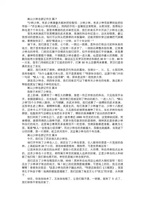 嵩山少林寺游记作文三