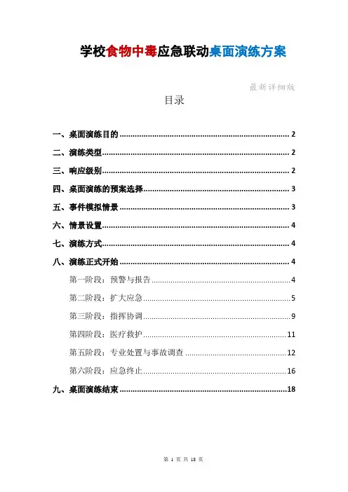 学校食物中毒应急联动桌面演练方案  最新详细版