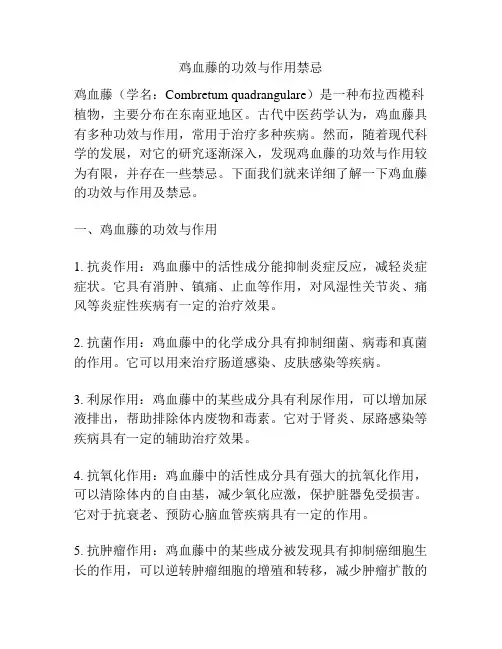 鸡血藤的功效与作用禁忌
