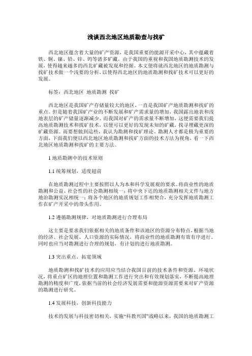 浅谈西北地区地质勘查与找矿