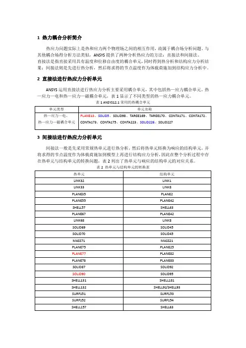 热力耦合单元