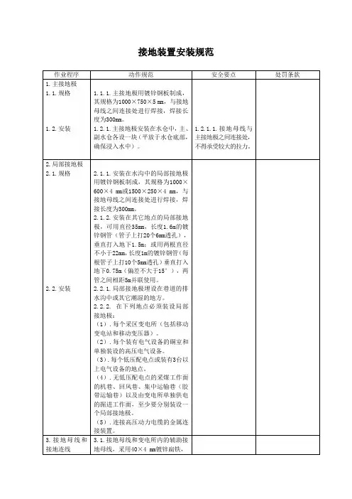 接地装置安装规范
