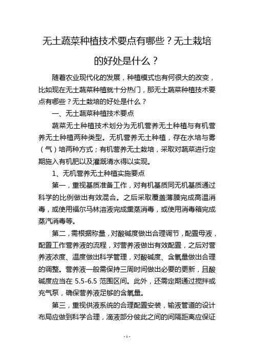 无土蔬菜种植技术要点有哪些？无土栽培的好处是什么？