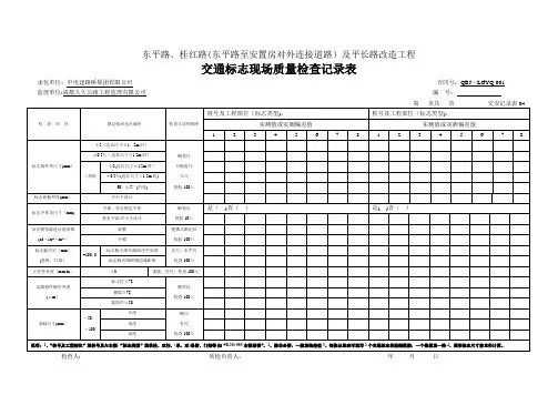 交通标志现场质量检查记录表