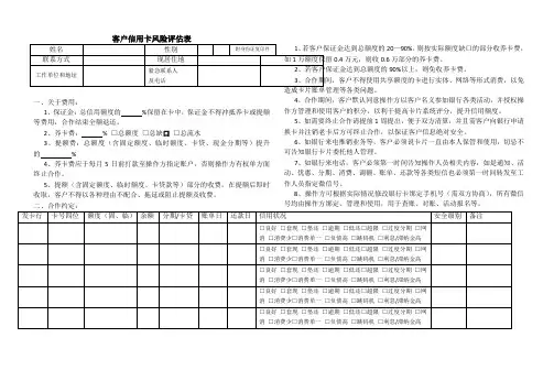 客户信用卡风险评估表