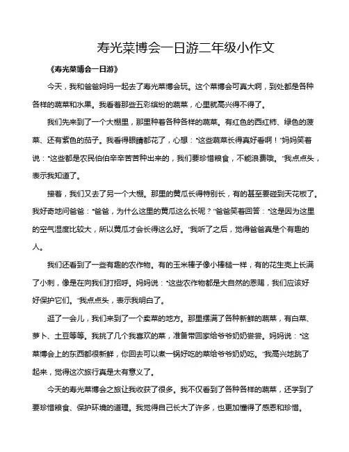 寿光菜博会一日游二年级小作文