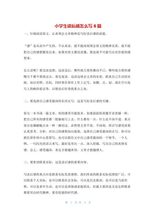 小学生读后感怎么写6篇