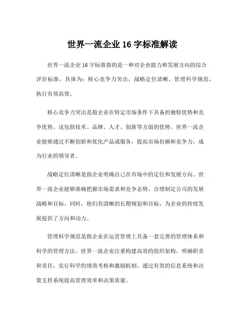 世界一流企业16字标准解读