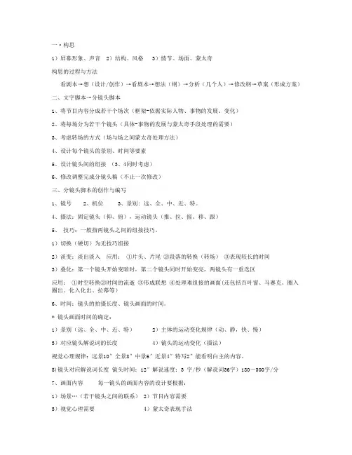 分镜头脚本的创作与编写