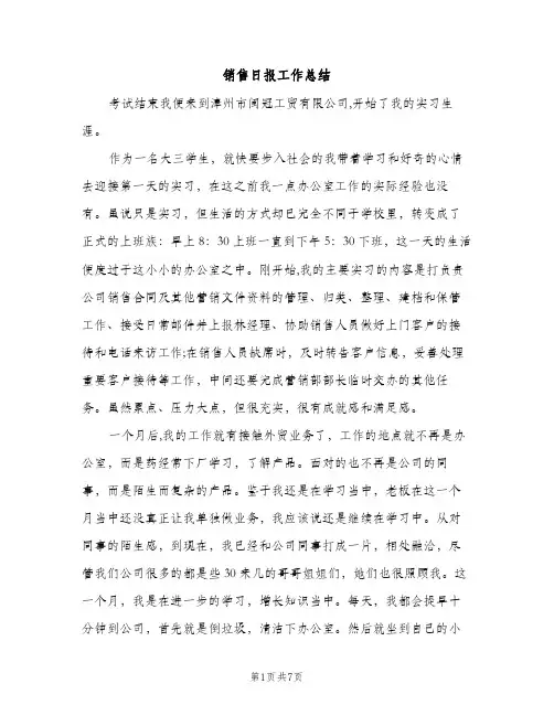 销售日报工作总结（2篇）