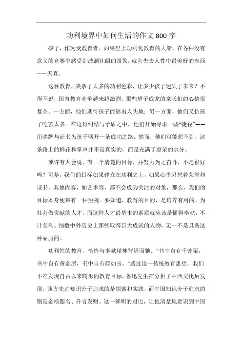 功利境界中如何生活的作文800字