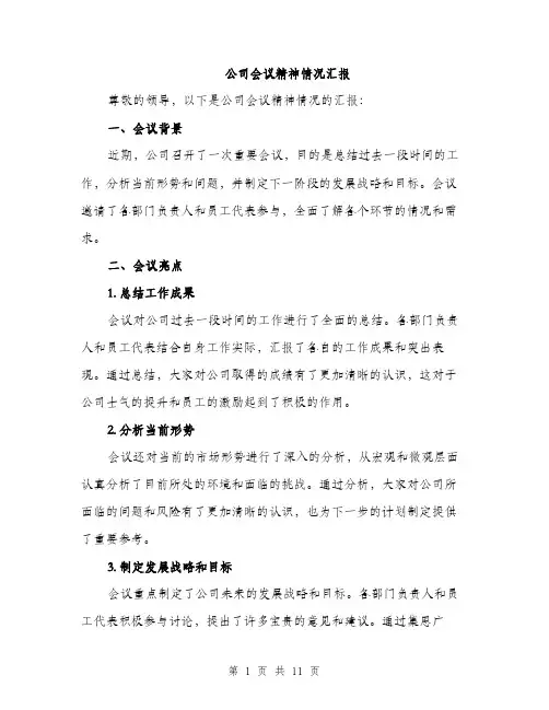 公司会议精神情况汇报（4篇）