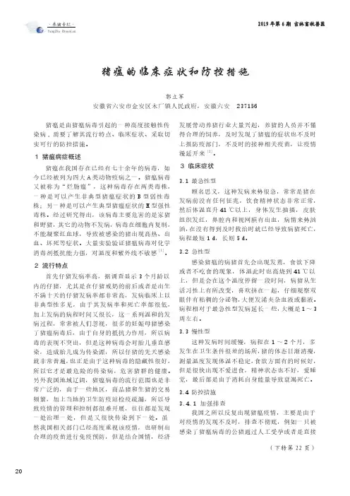 猪瘟的临床症状和防控措施