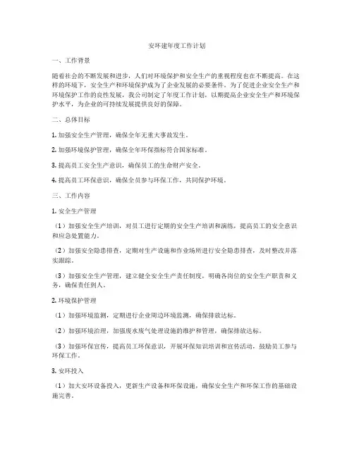 安环建年度工作计划