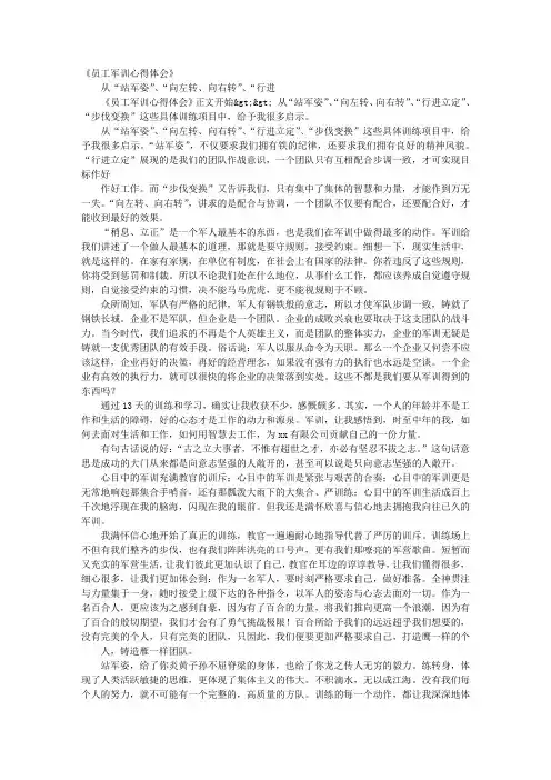 军训团队精神心得体会