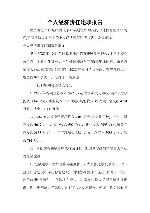  个人经济责任述职报告