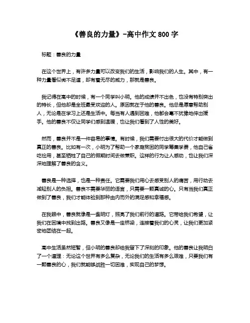 《善良的力量》-高中作文800字