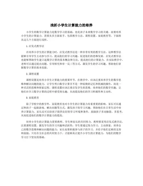 浅析小学生计算能力的培养