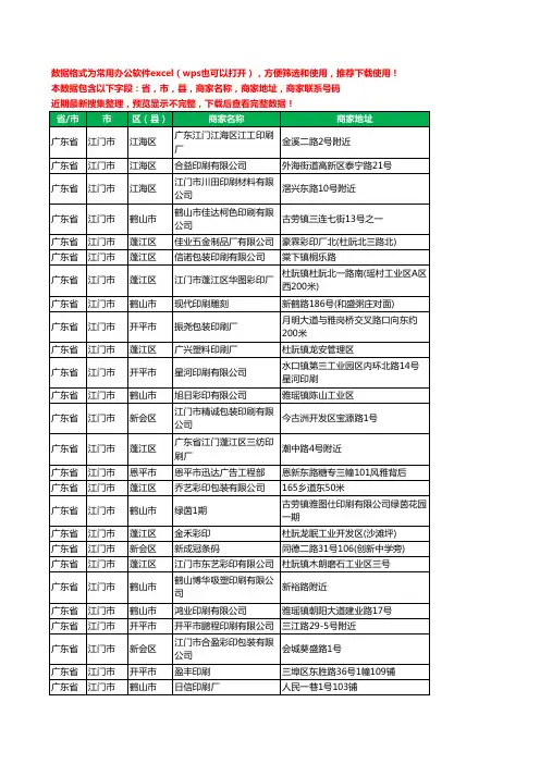 2020新版广东省江门市印刷工商企业公司商家名录名单黄页联系电话号码地址大全462家