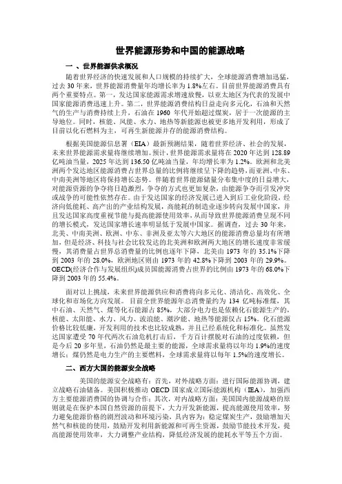 世界能源和中国能源问题分析