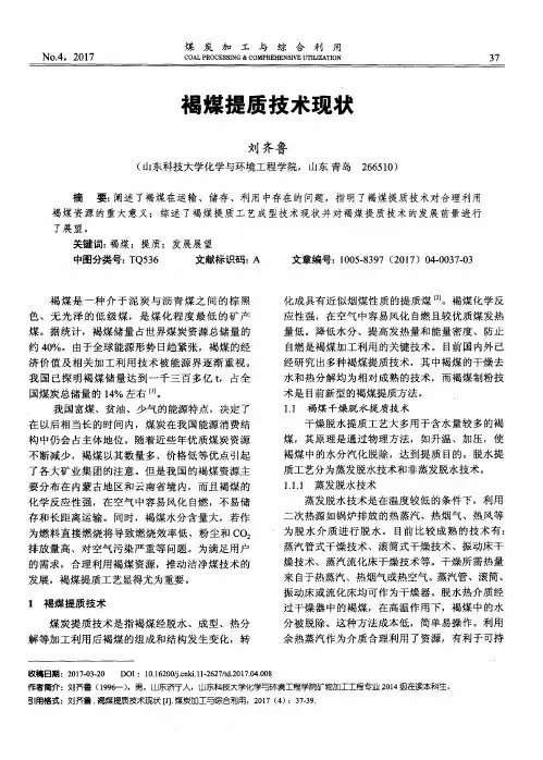 褐煤提质技术现状