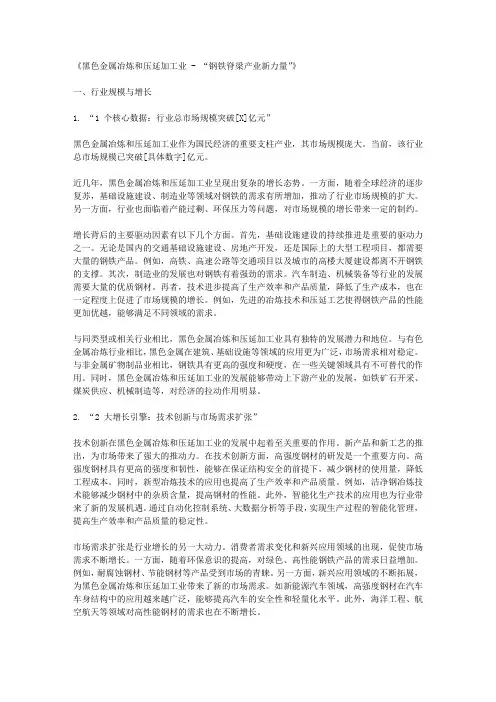 黑色金属冶炼和压延加工业 - “钢铁脊梁产业新力量”