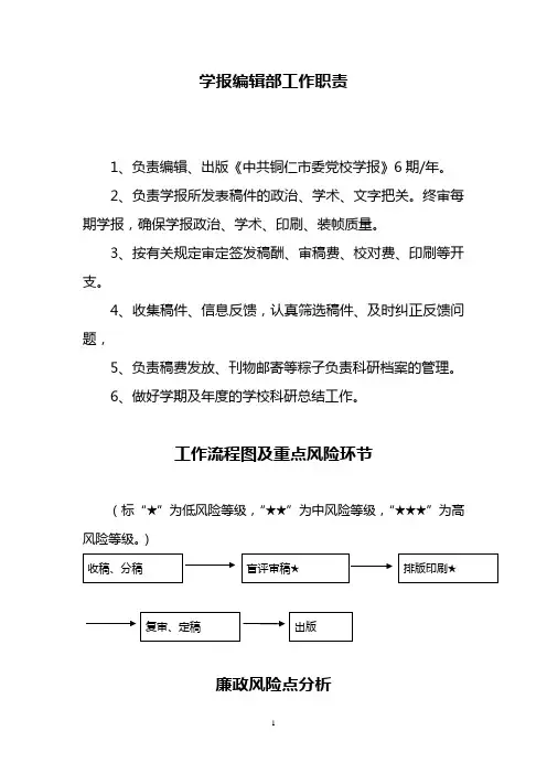 学报编辑部职责与风险点
