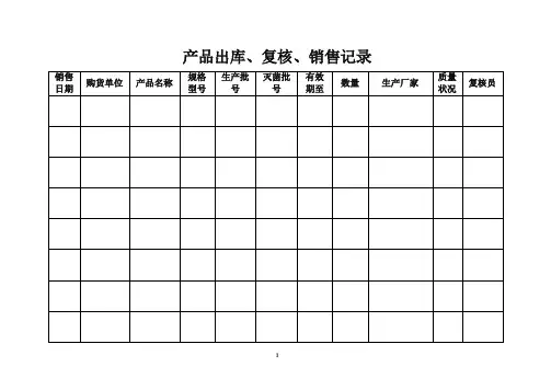 医疗器械各种记录表格(横表)