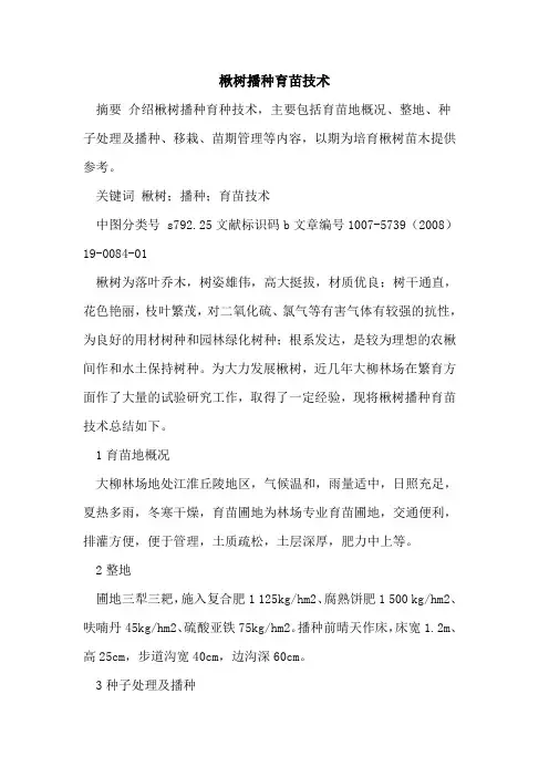 楸树播种育苗技术