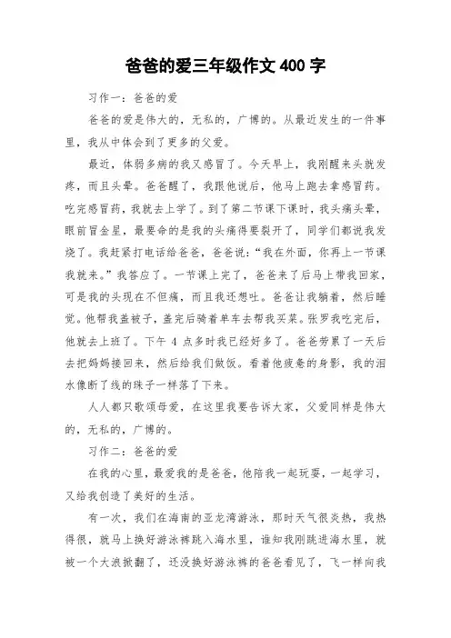 爸爸的爱三年级作文400字_作文