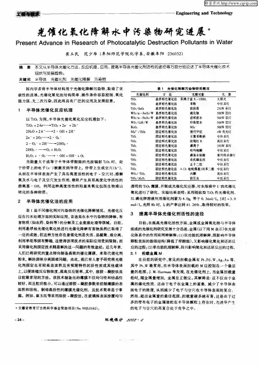光催化氧化降解水中污染物研究进展
